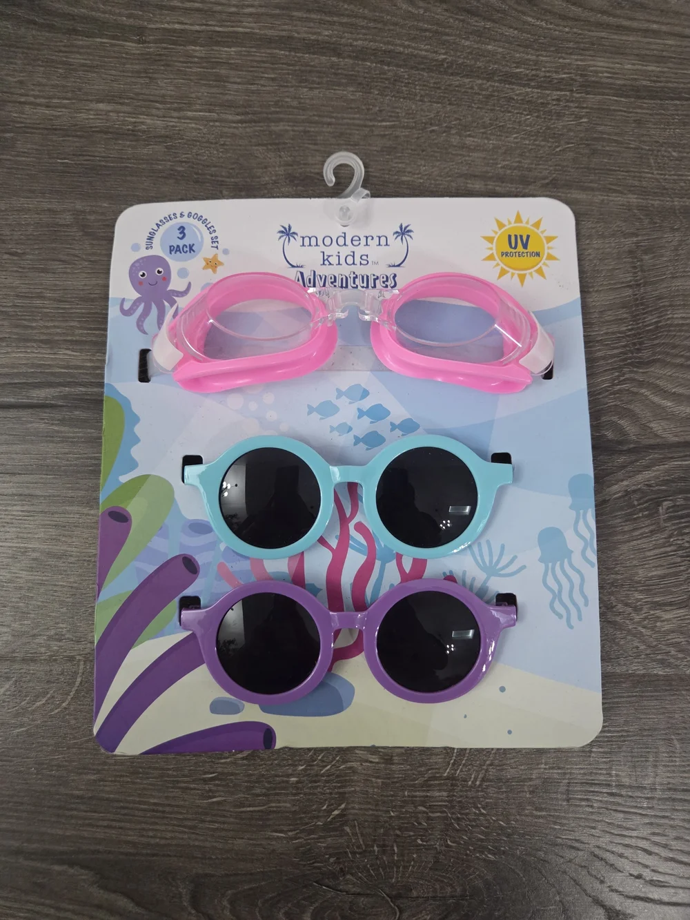 Modern Kids Adventures Kids Sunglasses & Goggles Set - Pink, Teal, Purple
